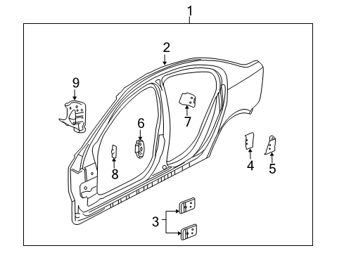 2008 Pontiac G8 Panel Assembly, Body Side Diagram for 92214638