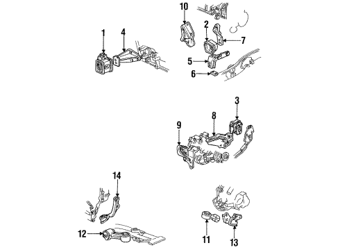 1990 Pontiac Sunbird Bracket Assembly, Engine Mount *Light Grey Diagram for 14080951