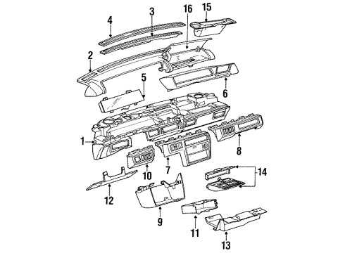 1994 Oldsmobile Cutlass Supreme Instrument Cluster Assembly Diagram for 16166513