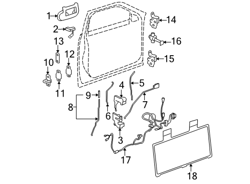 2010 Cadillac DTS Front Door - Lock & Hardware Diagram