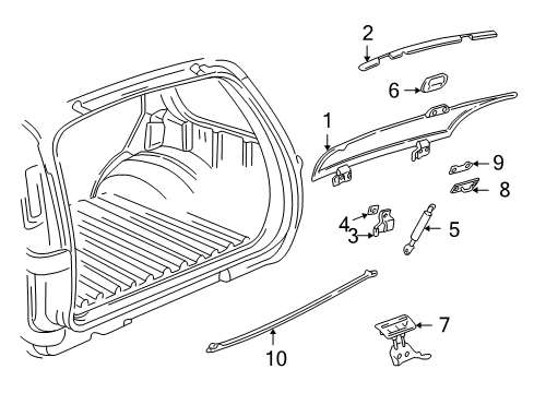 1999 GMC Jimmy Window Assembly, Lift Gate <Use 1C6J Diagram for 15025956