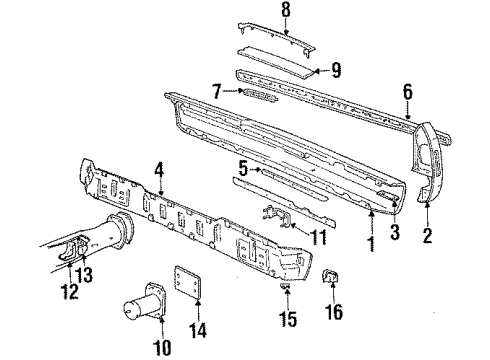 1992 Cadillac Brougham Reflx Assembly, Rear Bumper Diagram for 5975485