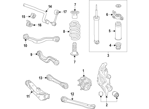 2023 Chevy Traverse Bumper, Rear Shock Absorber Diagram for 84076743