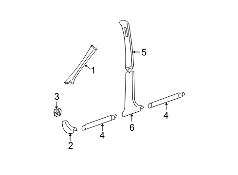 1997 Buick Regal Interior Trim - Pillars, Rocker & Floor Diagram