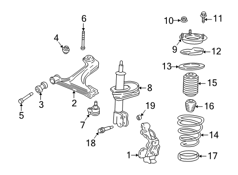 1999 Oldsmobile Alero Front Lower Control Arm Assembly Diagram for 22609742