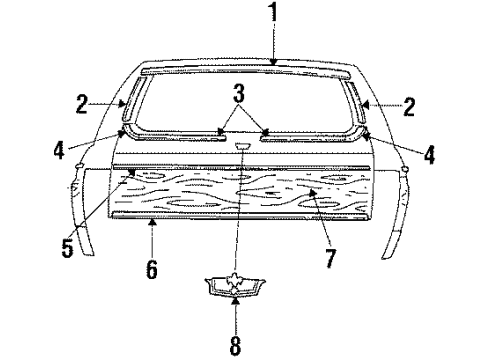 1987 Chevy Caprice Molding Asm,End Gate Transfer Lower Finish Diagram for 9637385