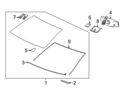 2012 Buick Regal Windshield Glass, Reveal Moldings Diagram