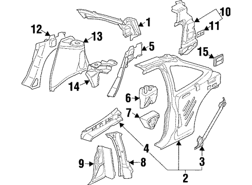 1997 Saturn SC2 Panel Asm, Rear Compartment Diagram for 21124061