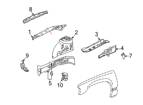 2002 Buick Park Avenue Bracket,Front Fender Rear Upper Diagram for 12371826