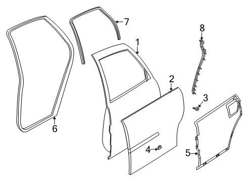 2000 Saturn LW2 Weatherstrip,Rear Side Door *Medium Duty Dark.Pewter Diagram for 24427996