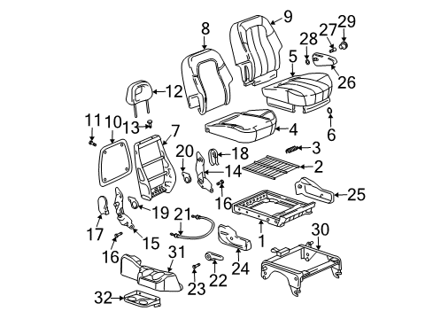 2003 Buick Rendezvous Handle Asm,Passenger Seat Reclining *Gray Diagram for 88948786