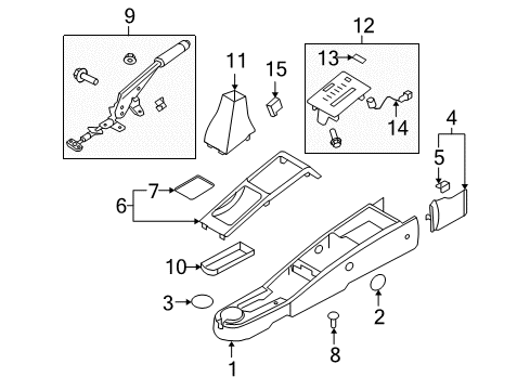 2010 Chevy Aveo5 Extension,Front Floor Console *Beige Diagram for 96655267