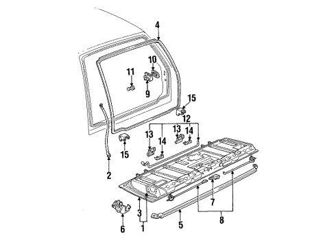 1994 Chevy S10 Blazer Support Assembly, End Gate Diagram for 14041491