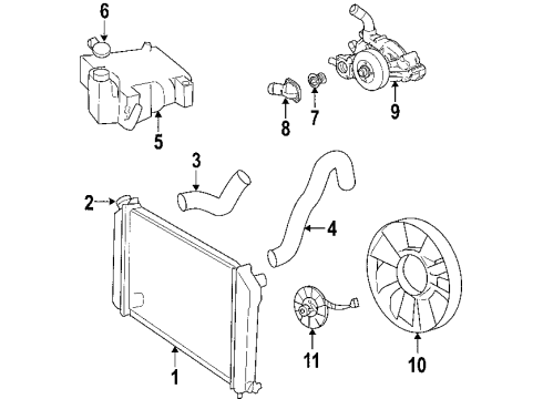 2008 Chevy Trailblazer Cooling System, Radiator, Water Pump, Cooling Fan Diagram 7 - Thumbnail