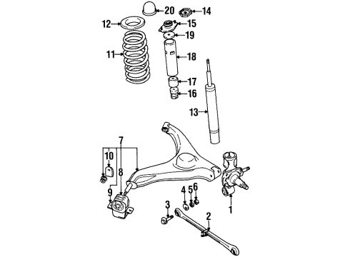 1998 Chevy Metro Rear Suspension Components, Lower Control Arm, Stabilizer Bar Diagram