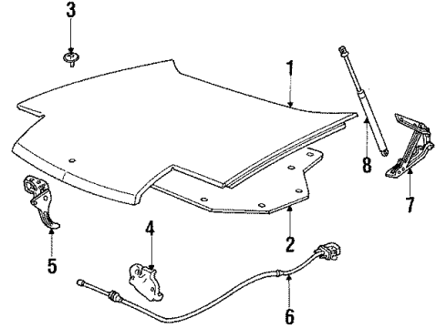 1989 Buick Reatta Hood & Components, Body Diagram