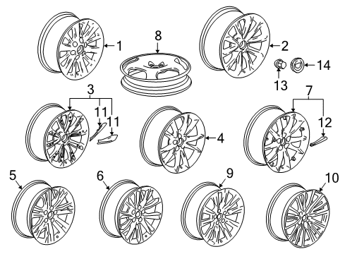 2018 Cadillac XTS Wheel Rim Assembly, 20X8.5<Use 10B 3441B/3442B/3442 Diagram for 22887107