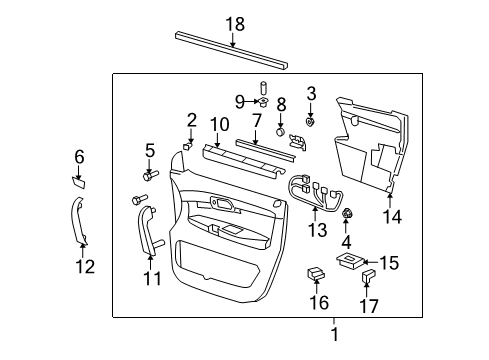 2007 Saturn Outlook Cover, Front Side Door Inside Handle Bezel Finish *Light Ttnum Diagram for 15801400