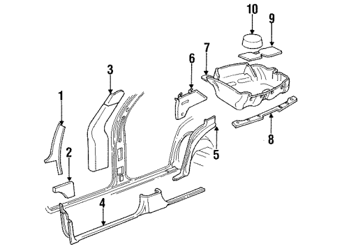 1994 Cadillac Fleetwood HANDLE, Rear Quarter and Roof Rail Assist Diagram for 10163069