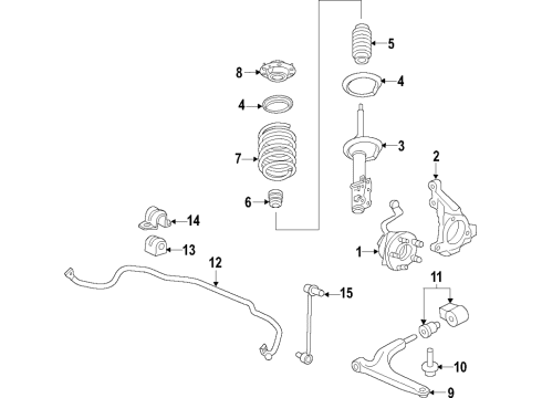 2021 Chevy Equinox Front Suspension, Lower Control Arm, Stabilizer Bar, Suspension Components Diagram