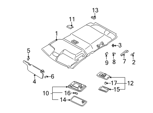 2001 Chevy Tracker Interior Trim - Roof Diagram 2 - Thumbnail