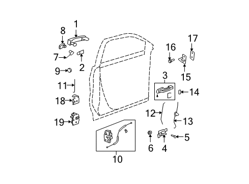 2008 GMC Acadia Rod, Front Side Door Outside Handle Diagram for 15123998