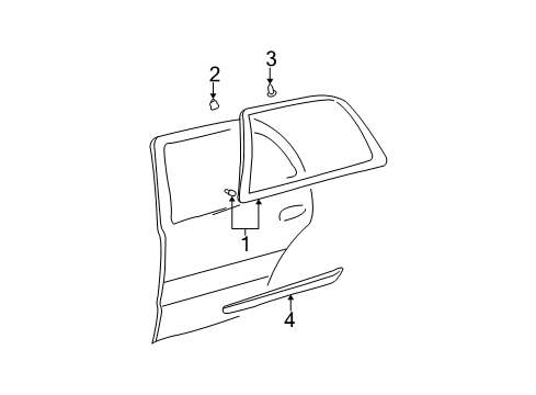 2001 Cadillac DeVille Exterior Trim - Rear Door Diagram