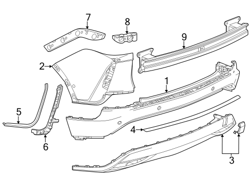 2024 Cadillac LYRIQ GRILLE-RR BPR FASCIA OTR *BLACK Diagram for 84801207