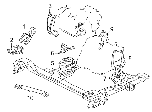 2006 Chevy Uplander Engine & Trans Mounting Diagram 1 - Thumbnail