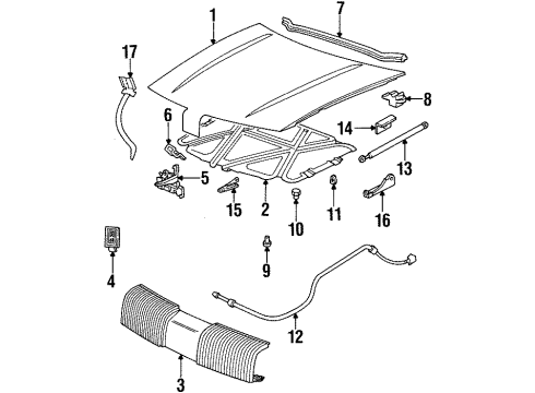 1992 Oldsmobile Achieva Rod Assembly, Hood Open Asst Diagram for 22580870