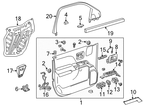 2019 GMC Sierra 1500 Front Side Door Window Regulator MOTOR ASSEMBLY Diagram for 84117331