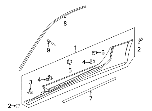 2017 Chevy Camaro Molding Assembly, Rocker Panel Diagram for 84141315