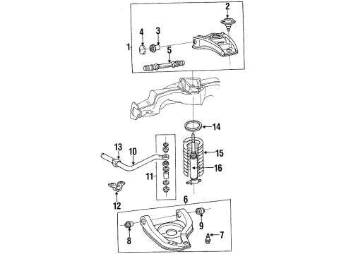 1992 Buick Roadmaster Front Suspension, Control Arm Diagram 1 - Thumbnail