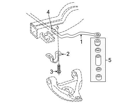 2003 Oldsmobile Bravada Stabilizer Bar & Components - Front Diagram 2 - Thumbnail