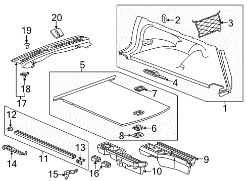 2018 Buick Regal TourX Bracket, Cargo Partition Trk Rear Diagram for 13487551