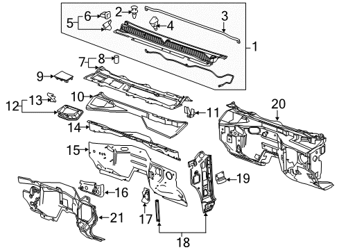 2019 Chevy Tahoe Panel Assembly, Body Hinge Pillar Inner Diagram for 23189486