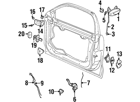 1997 Oldsmobile Cutlass Rear Door Diagram 1 - Thumbnail