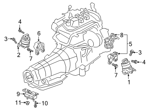 2021 GMC Sierra 1500 Engine & Trans Mounting Diagram 1 - Thumbnail