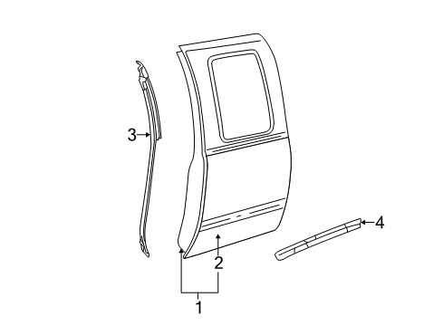 2009 Chevy Silverado 1500 Weatherstrip, Rear Side Door Lower Auxiliary Diagram for 20835977