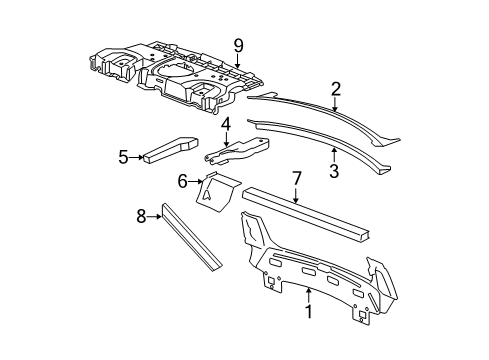 2008 Cadillac DTS Reinforcement Assembly, Rear Window Panel Diagram for 25870561