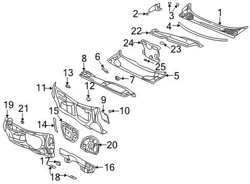 2001 Pontiac Aztek Cowl Diagram