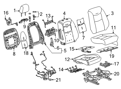 2022 Cadillac XT6 Passenger Seat Components Diagram