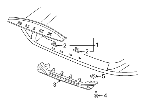 2004 Buick Rainier Molding Assembly, Hood Front *Chrome Diagram for 15137209