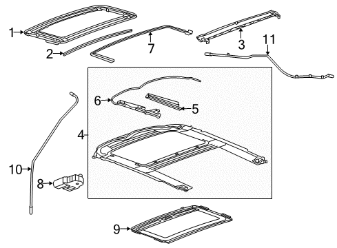 2013 Chevy Malibu Hose Assembly, Sun Roof Housing Front Drain Diagram for 23321417