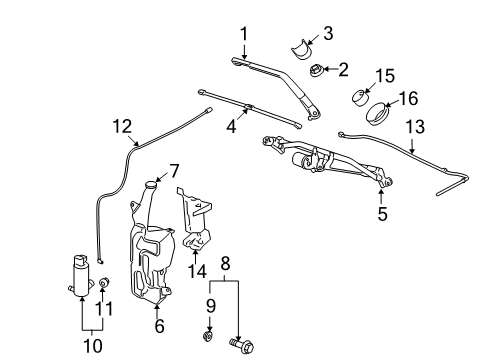 2012 GMC Sierra 1500 Wiper & Washer Components, Body Diagram 2 - Thumbnail