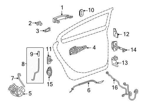 2013 Buick Regal Rear Door - Lock & Hardware Diagram