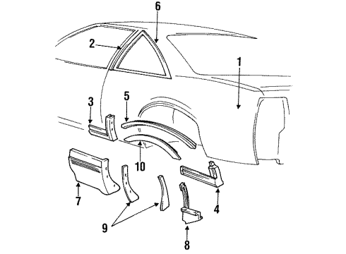 1992 Pontiac Grand Prix Quarter Panel & Components Diagram 1 - Thumbnail