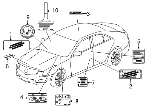 2014 Cadillac ATS Information Labels Diagram