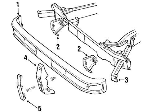 1994 Chevy G20 Bracket Assembly, Front Bumper Imp Bar Diagram for 15645209