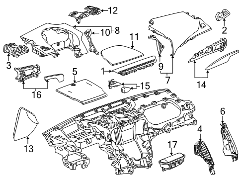 2015 Cadillac ATS Cover Assembly, Instrument Panel Outer Trim *Platinum Diagram for 22904879